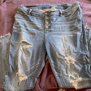 EUC Maurice’s SKINNY BUTTON-FLY High-Rise Destructed Stretch Jean, 20W